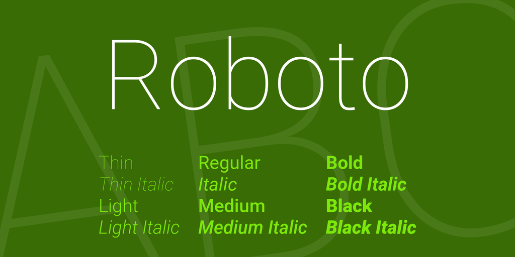 Beispiel einer Roboto-Schriftart
