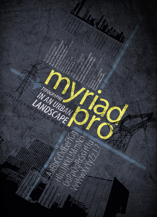Beispiel einer Myriad Pro SemiCondensed Light Italic-Schriftart