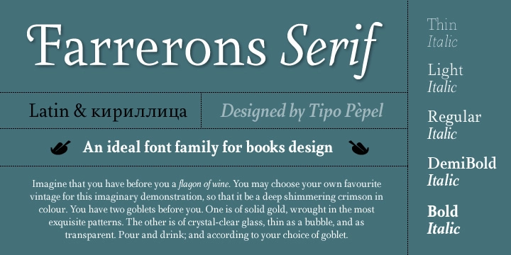 Beispiel einer Farrerons Serif Bold-Schriftart