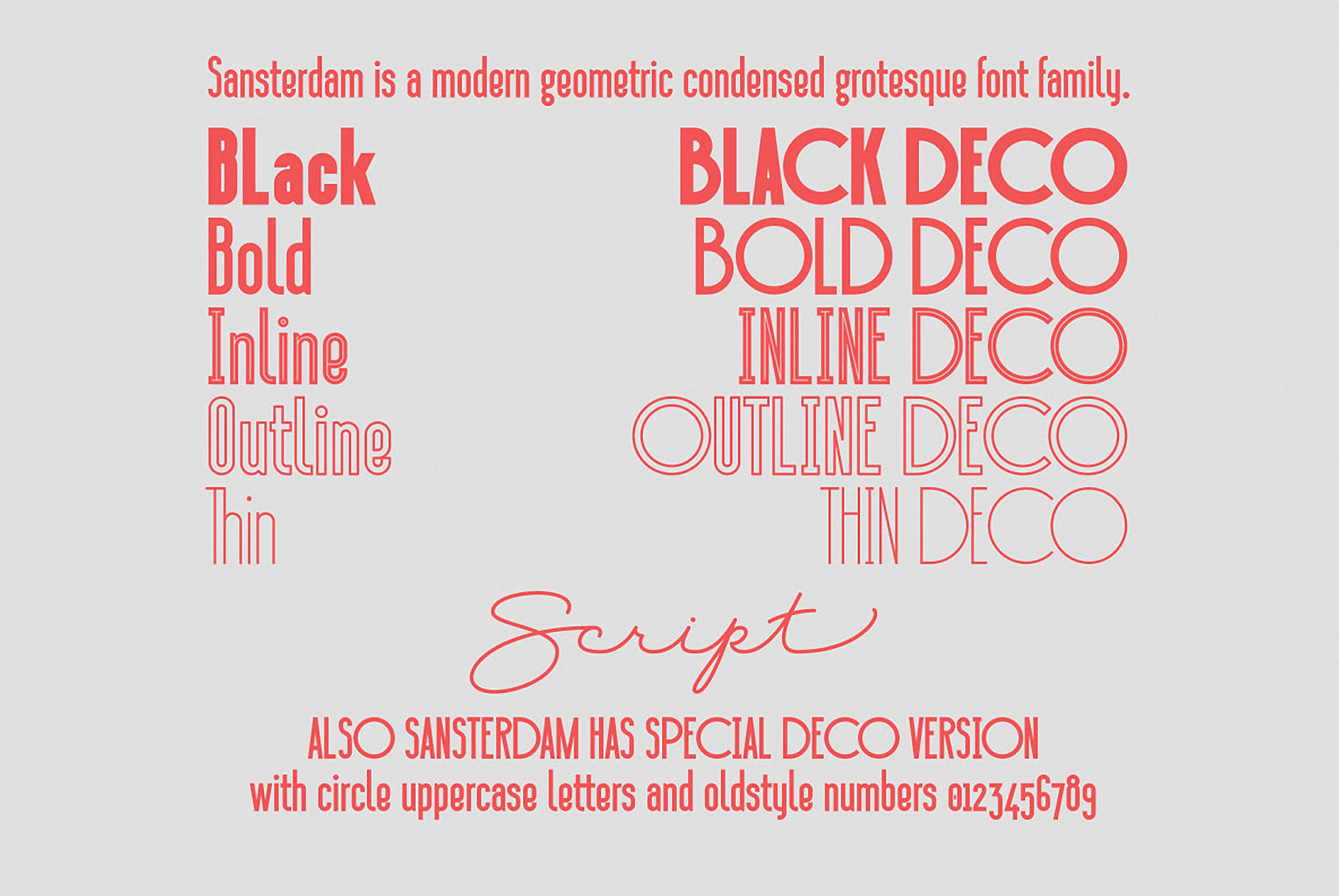 Beispiel einer Sansterdam Black Deco-Schriftart