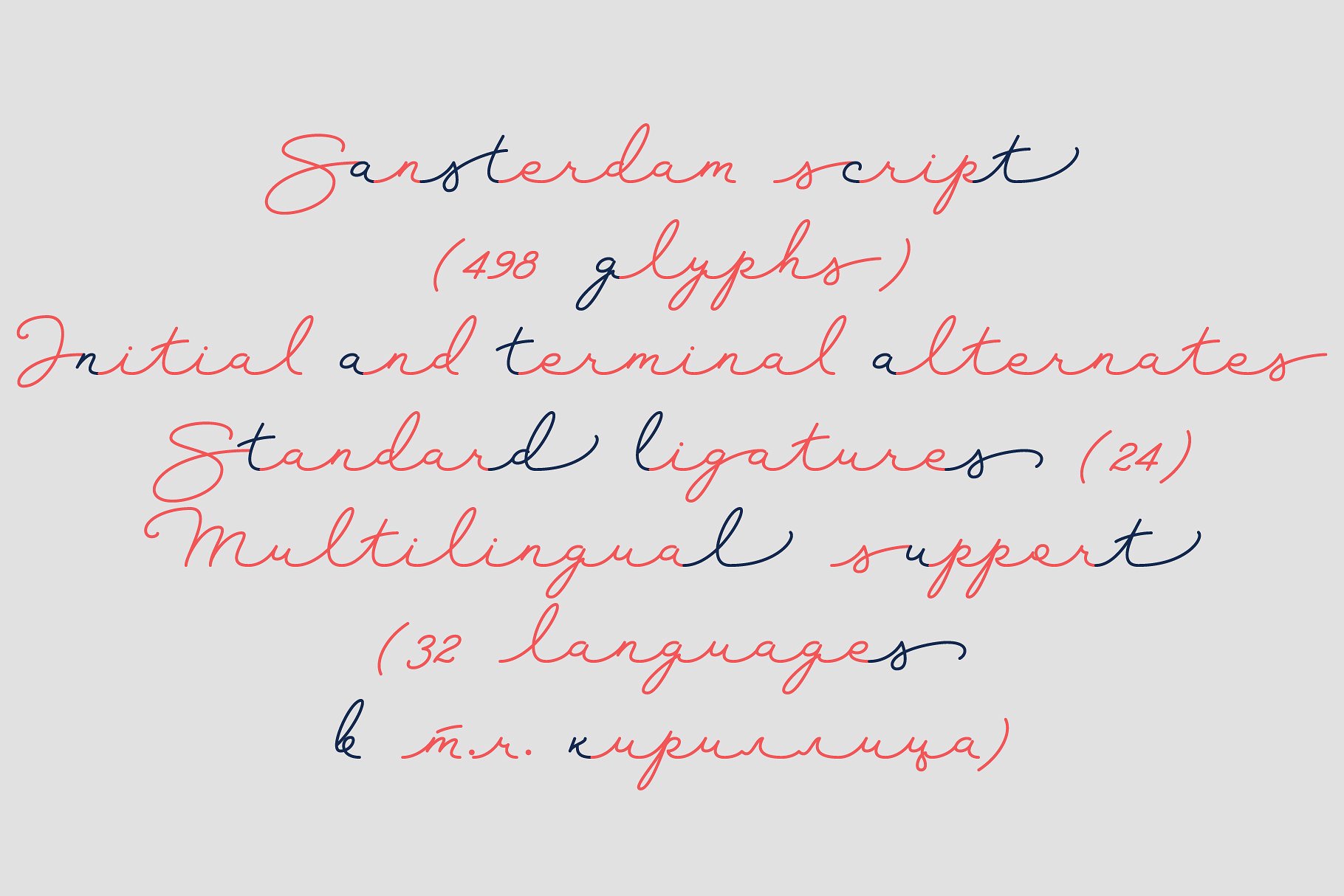 Beispiel einer Sansterdam Script-Schriftart