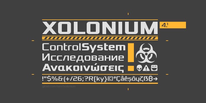 Beispiel einer Xolonium-Schriftart