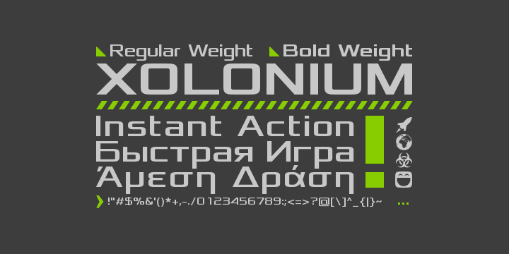 Beispiel einer Xolonium Regular-Schriftart
