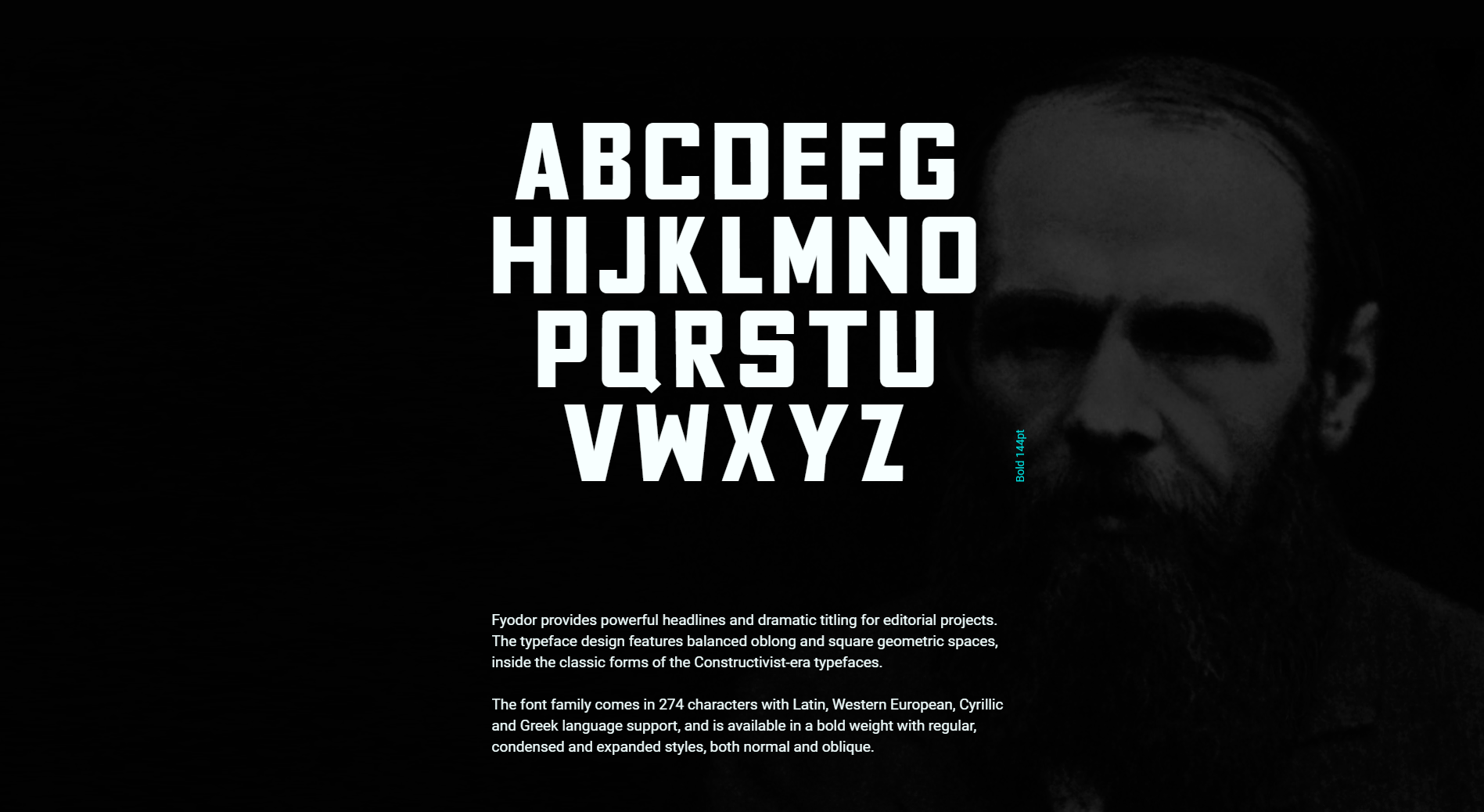 Beispiel einer Fyodor Bold Expanded-Schriftart