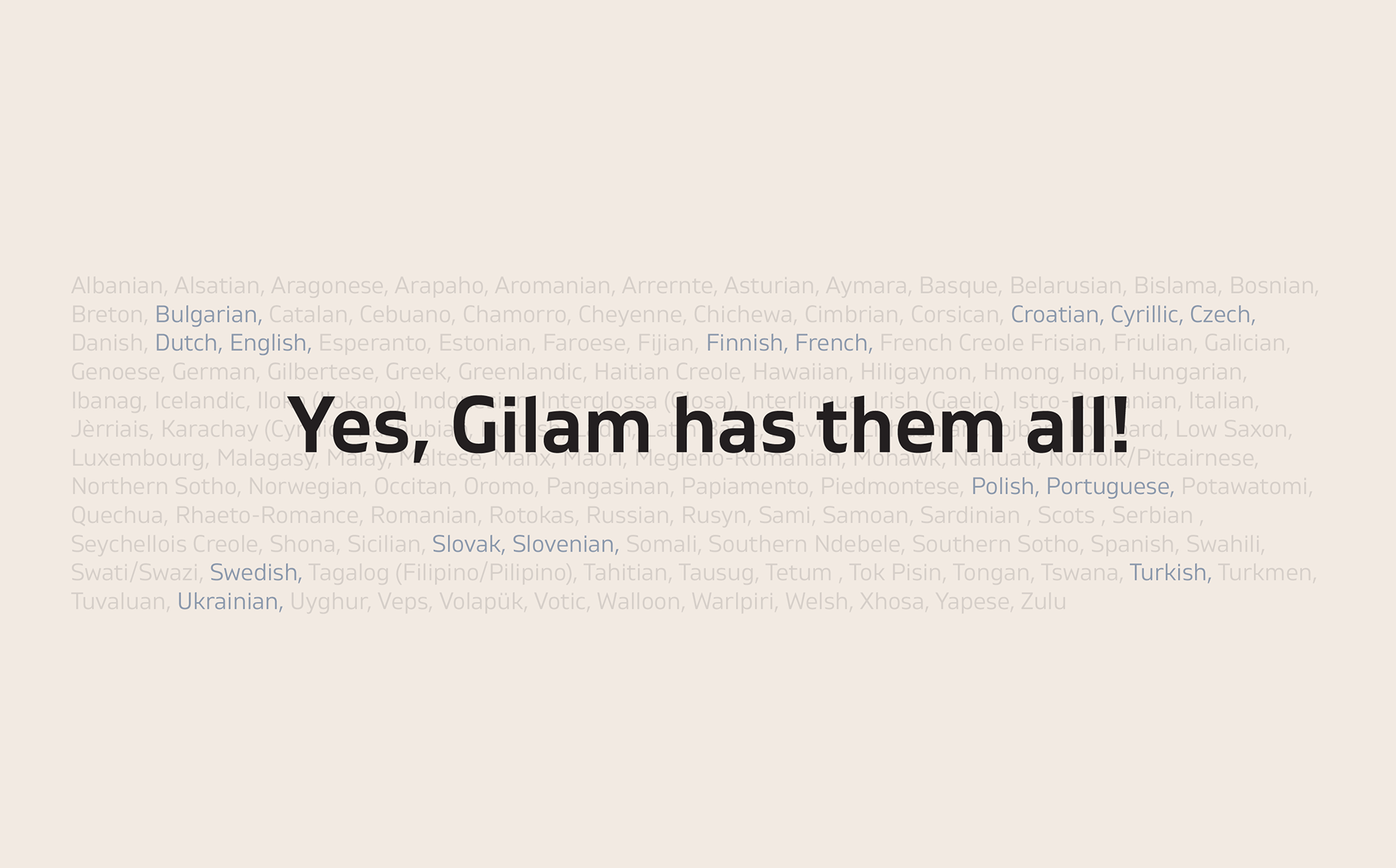 Beispiel einer Gilam Thin Italic-Schriftart