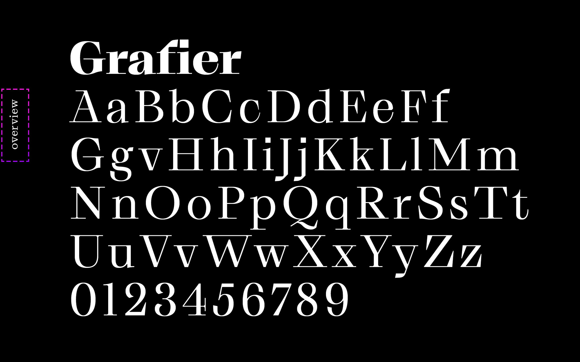 Beispiel einer Grafier Regular Display-Schriftart