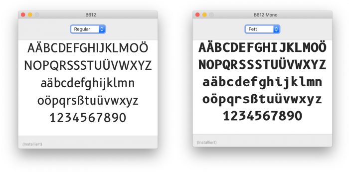 Beispiel einer B612 Mono Bold Italic-Schriftart