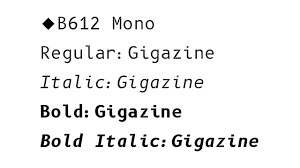 Beispiel einer B612 Mono Italic-Schriftart