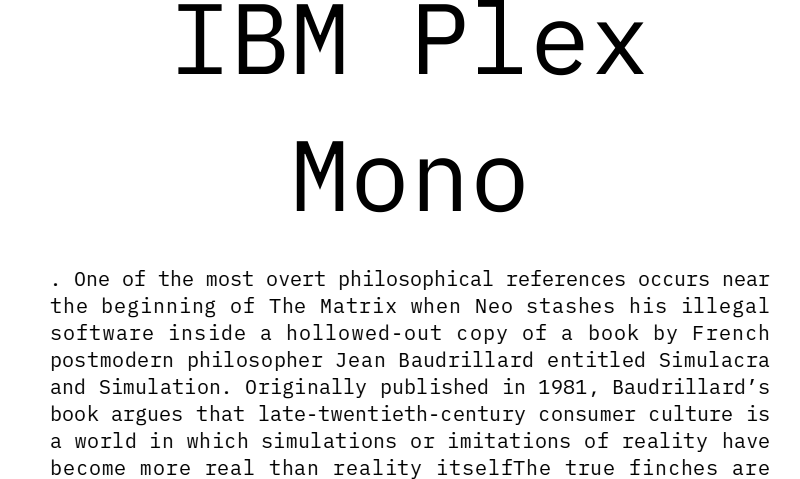 Beispiel einer IBM Plex Mono Extra Light-Schriftart