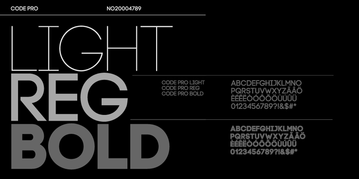 Beispiel einer Code Pro Light-Schriftart