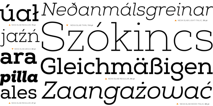 Beispiel einer Nexa Slab Bold Italic-Schriftart