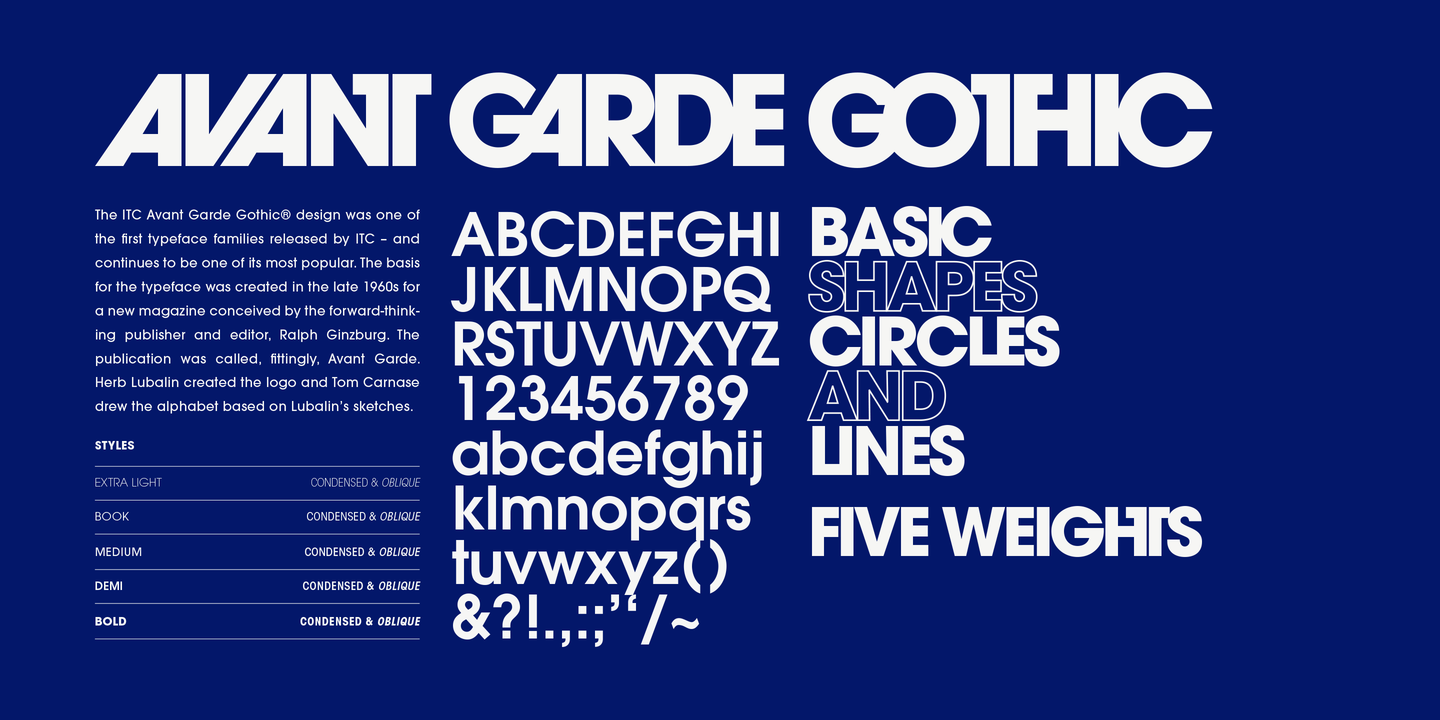 Beispiel einer ITC Avant Garde Gothic-Schriftart