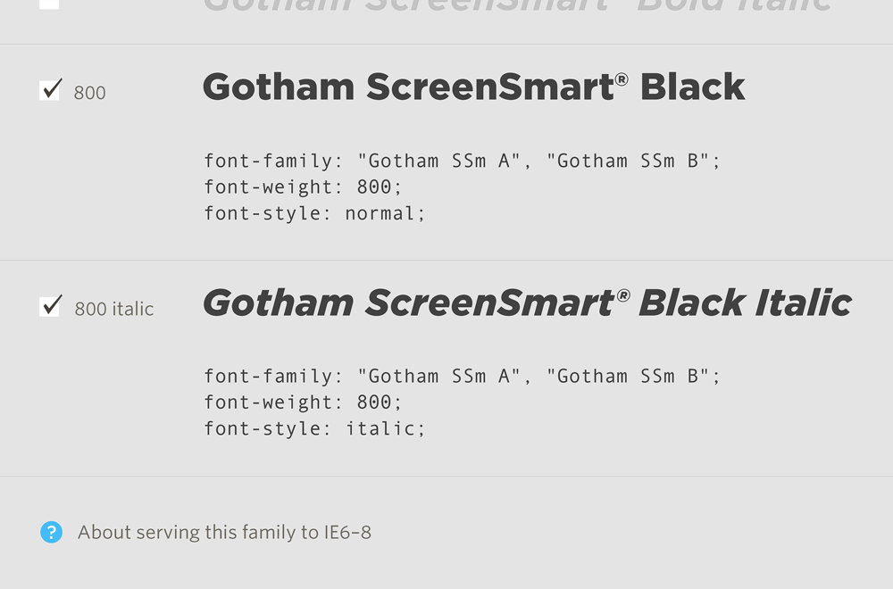Beispiel einer Gotham Screen Smart-Schriftart