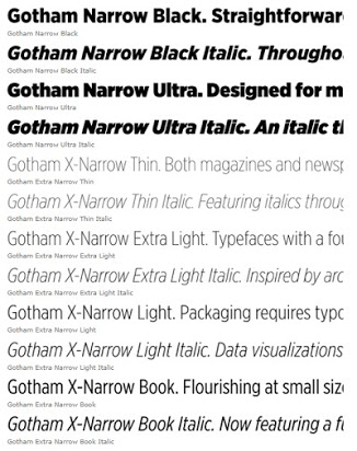 Beispiel einer Gotham Screen Smart Narrow Medium Italic-Schriftart