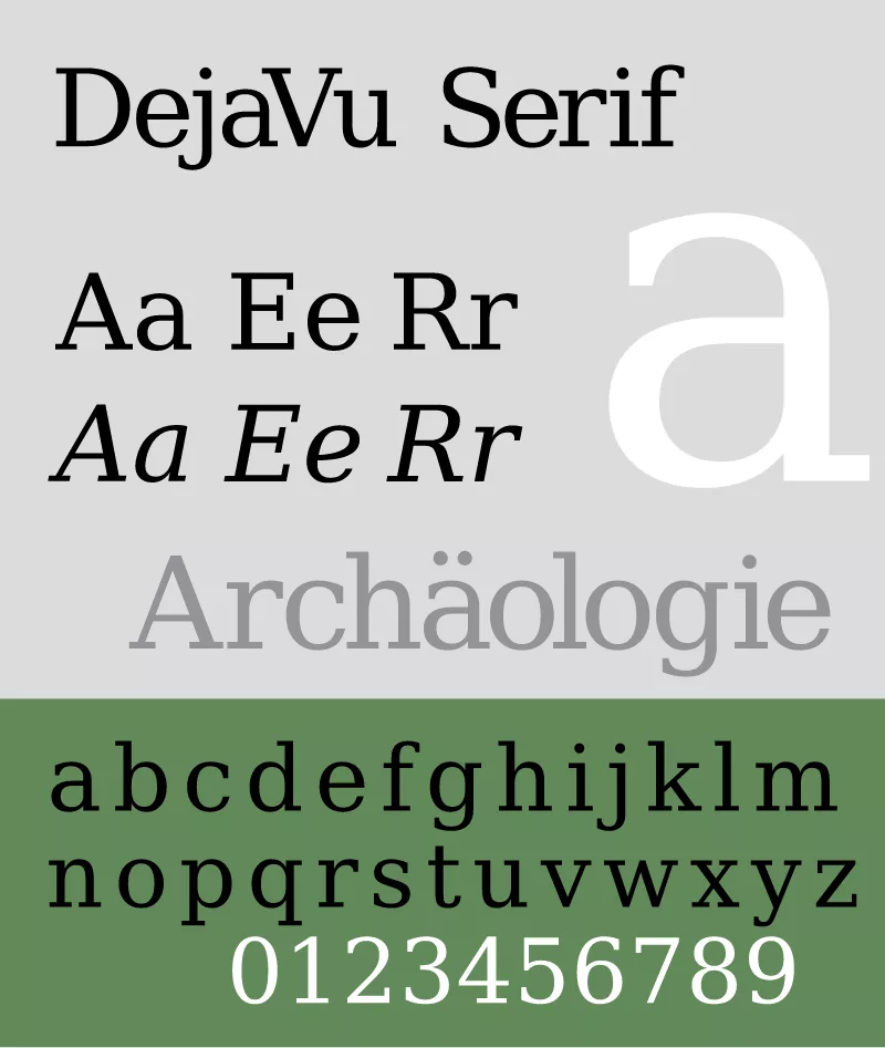 Beispiel einer DejaVu Serif Bold Italic-Schriftart