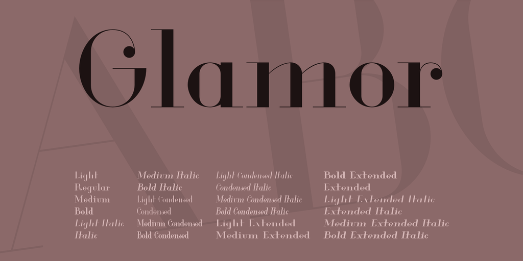 Beispiel einer Glamor Medium Extended Italic-Schriftart