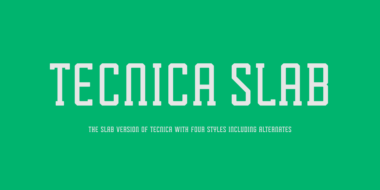 Beispiel einer Tecnica Slab-Schriftart