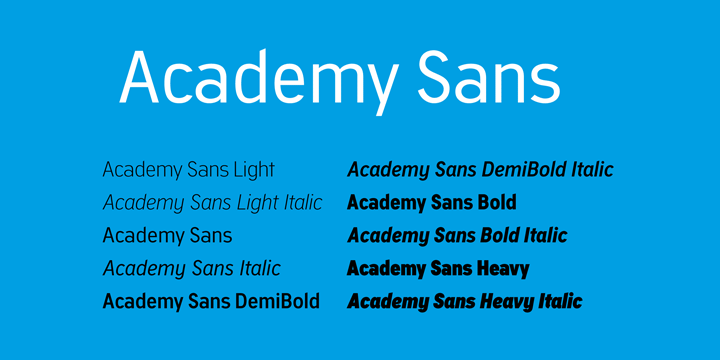 Beispiel einer Academy Sans Heavy Italic-Schriftart