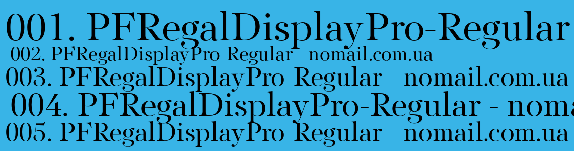 Beispiel einer PF Regal Display Pro-Schriftart