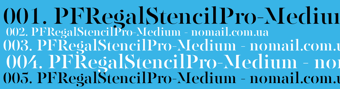 Beispiel einer PF Regal Stencil Pro Medium Italic-Schriftart