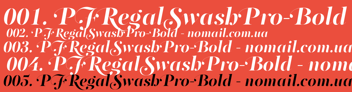 Beispiel einer PF Regal Swash Pro-Schriftart