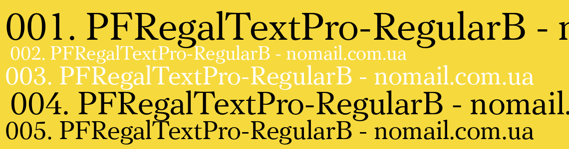 Beispiel einer PF Regal Text Pro-Schriftart