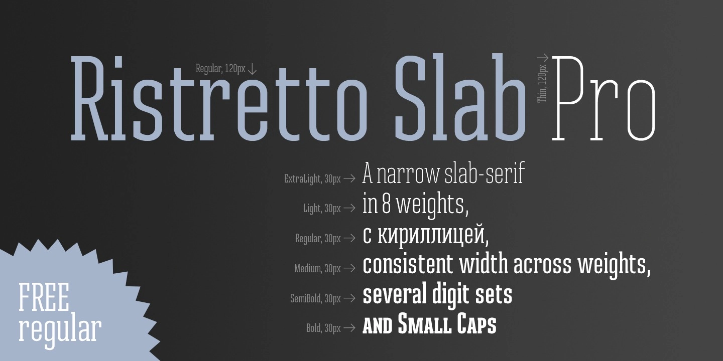 Beispiel einer Ristretto Slab Pro Thin-Schriftart