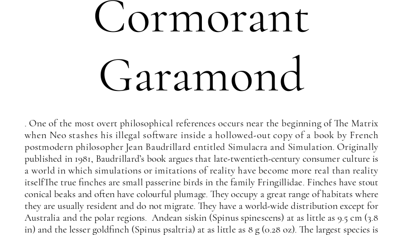 Beispiel einer Cormorant Garamond-Schriftart
