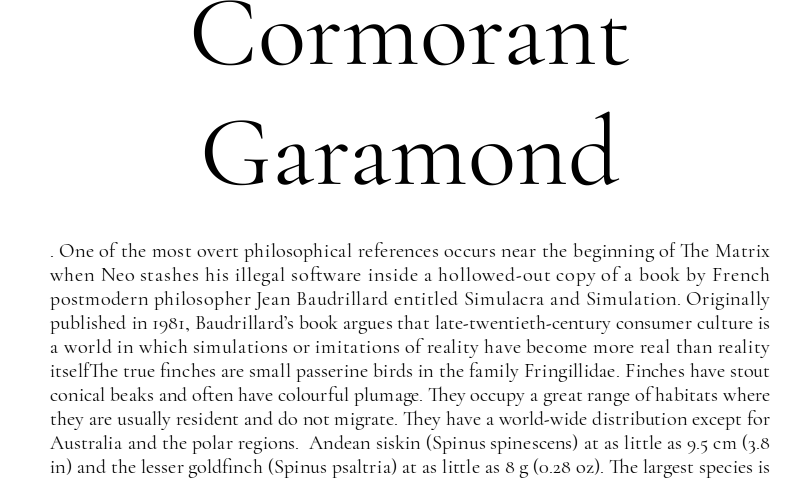 Beispiel einer Cormorant Garamond Medium Italic-Schriftart