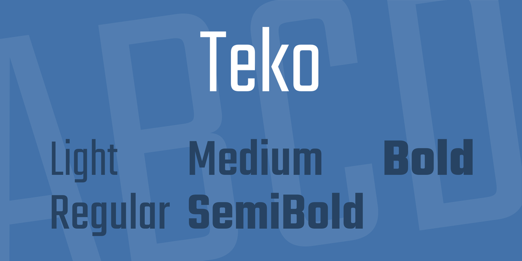 Beispiel einer Teko Regular-Schriftart