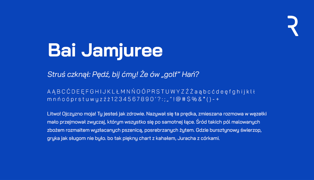 Beispiel einer Bai Jamjuree-Schriftart