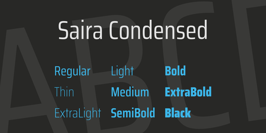 Beispiel einer Saira Extra Condensed Regular-Schriftart