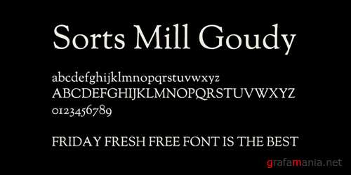 Beispiel einer Sorts Mill Goudy Regular-Schriftart