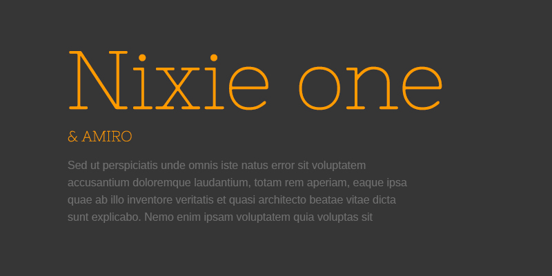 Beispiel einer Nixie One-Schriftart