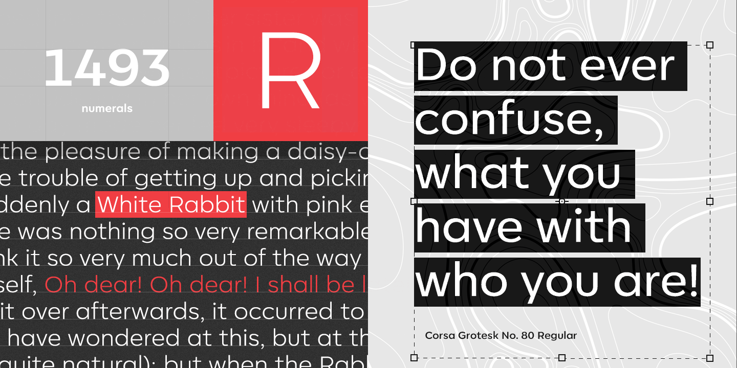 Beispiel einer Corsa Grotesk Regular-Schriftart