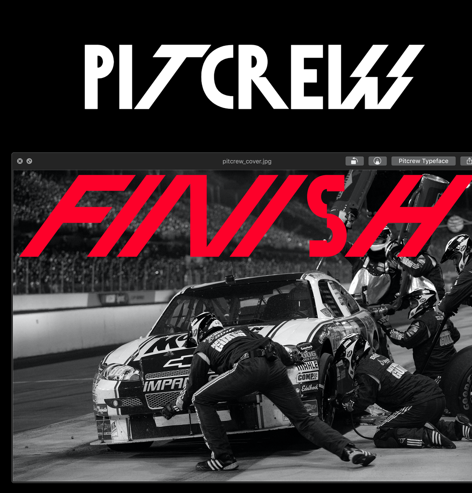 Beispiel einer Pitcrew Regular-Schriftart