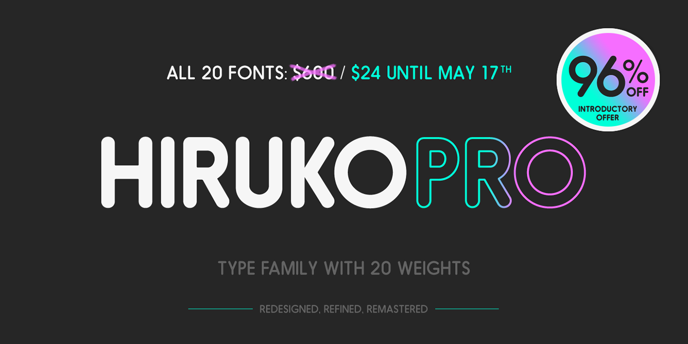 Beispiel einer Hiruko Pro Pro  Alternate Regular-Schriftart