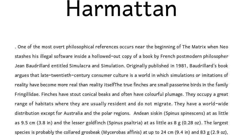 Beispiel einer Harmattan-Schriftart