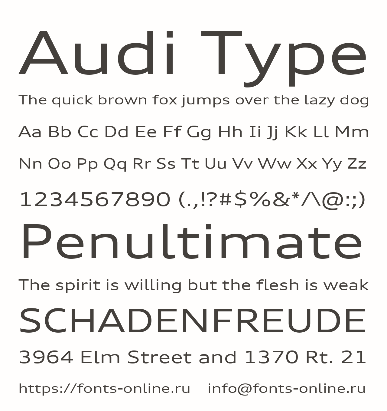 Beispiel einer Audi Type-Schriftart