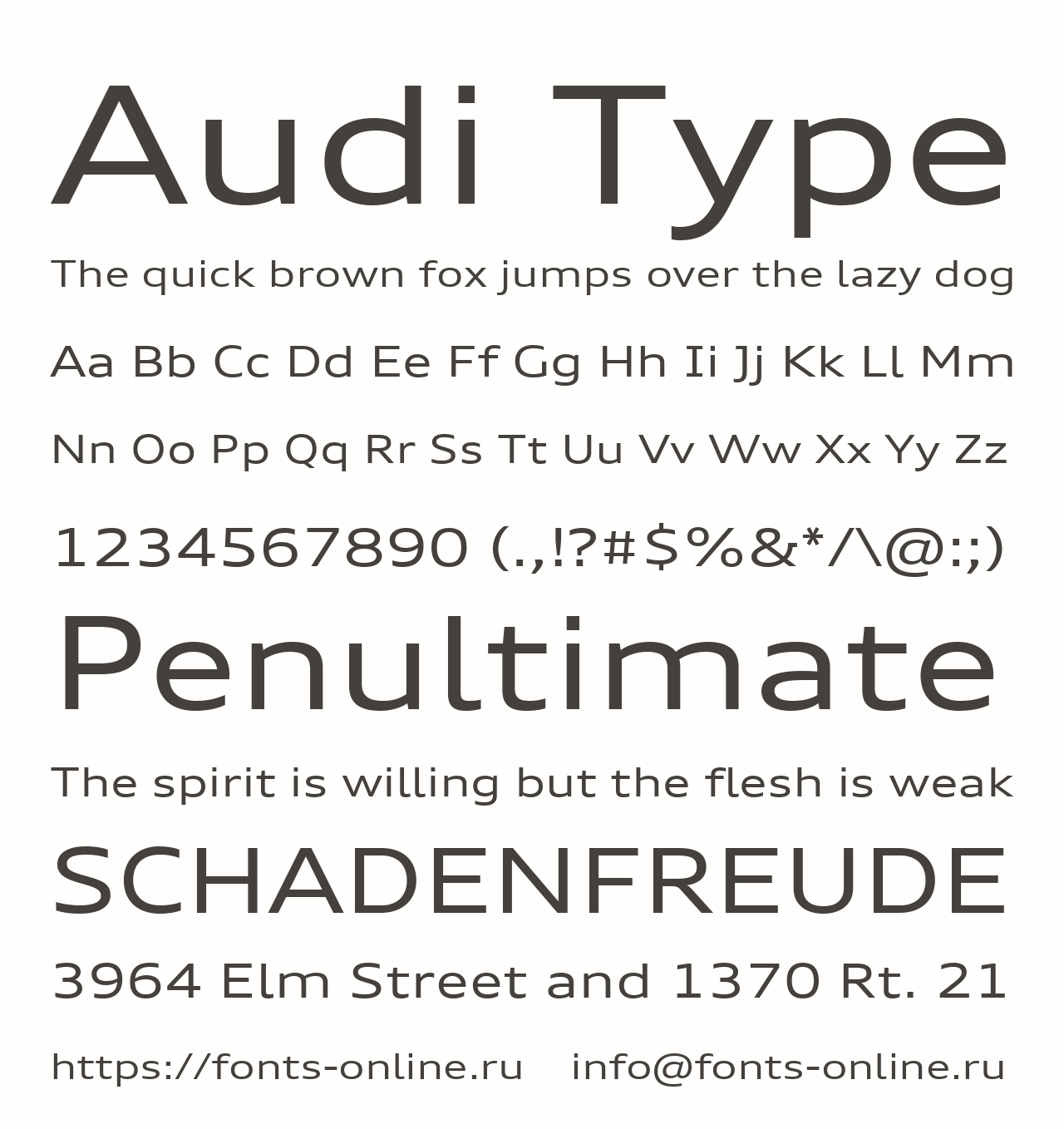 Beispiel einer Audi Type Normal-Schriftart