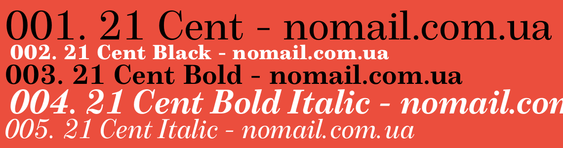 Beispiel einer 21 Cent Condensed Italic-Schriftart
