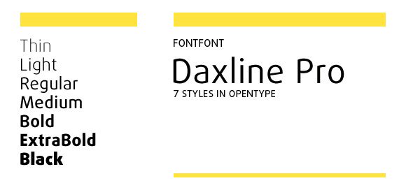 Beispiel einer Daxline Pro Medium-Schriftart