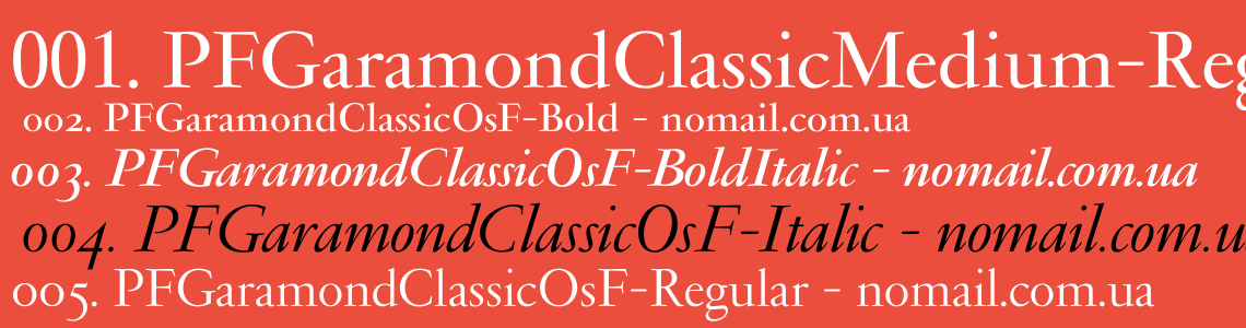 Beispiel einer PF Garamond Classic-Schriftart