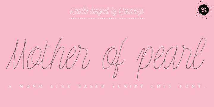 Beispiel einer Rachele Ribbon Exp-Schriftart