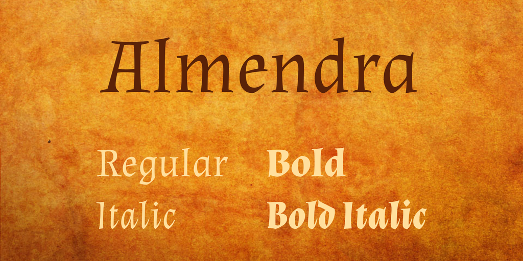 Beispiel einer Almendra Italic-Schriftart