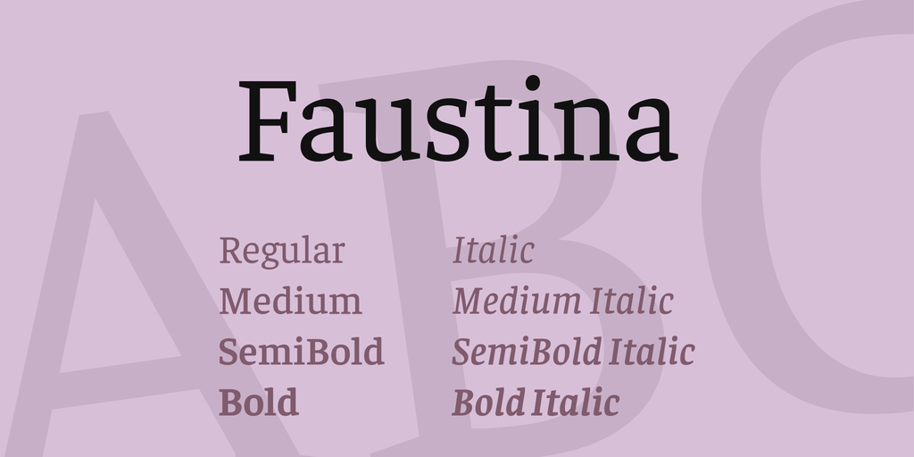 Beispiel einer Faustina Italic-Schriftart