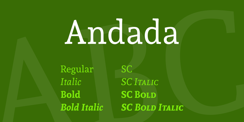 Beispiel einer Andada Regular-Schriftart