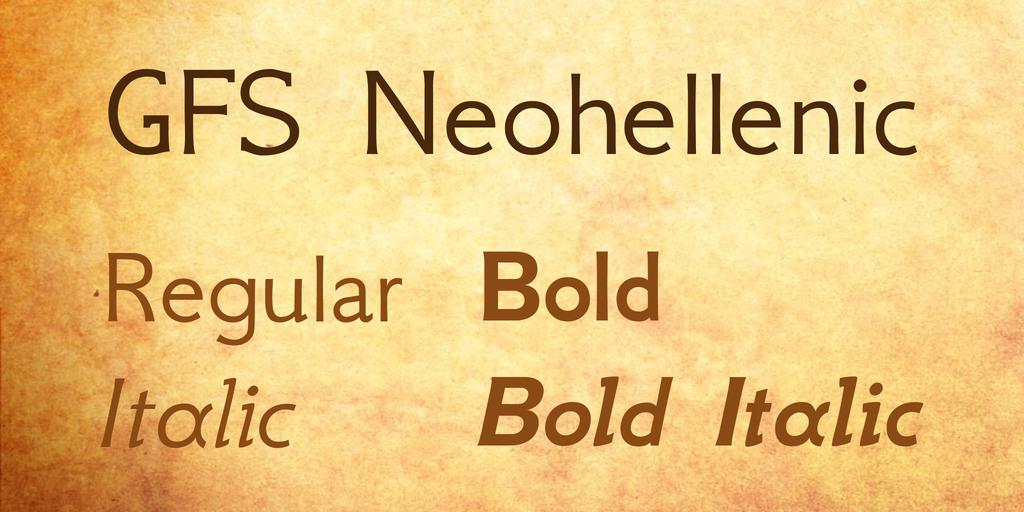 Beispiel einer GFS Neohellenic Italic-Schriftart