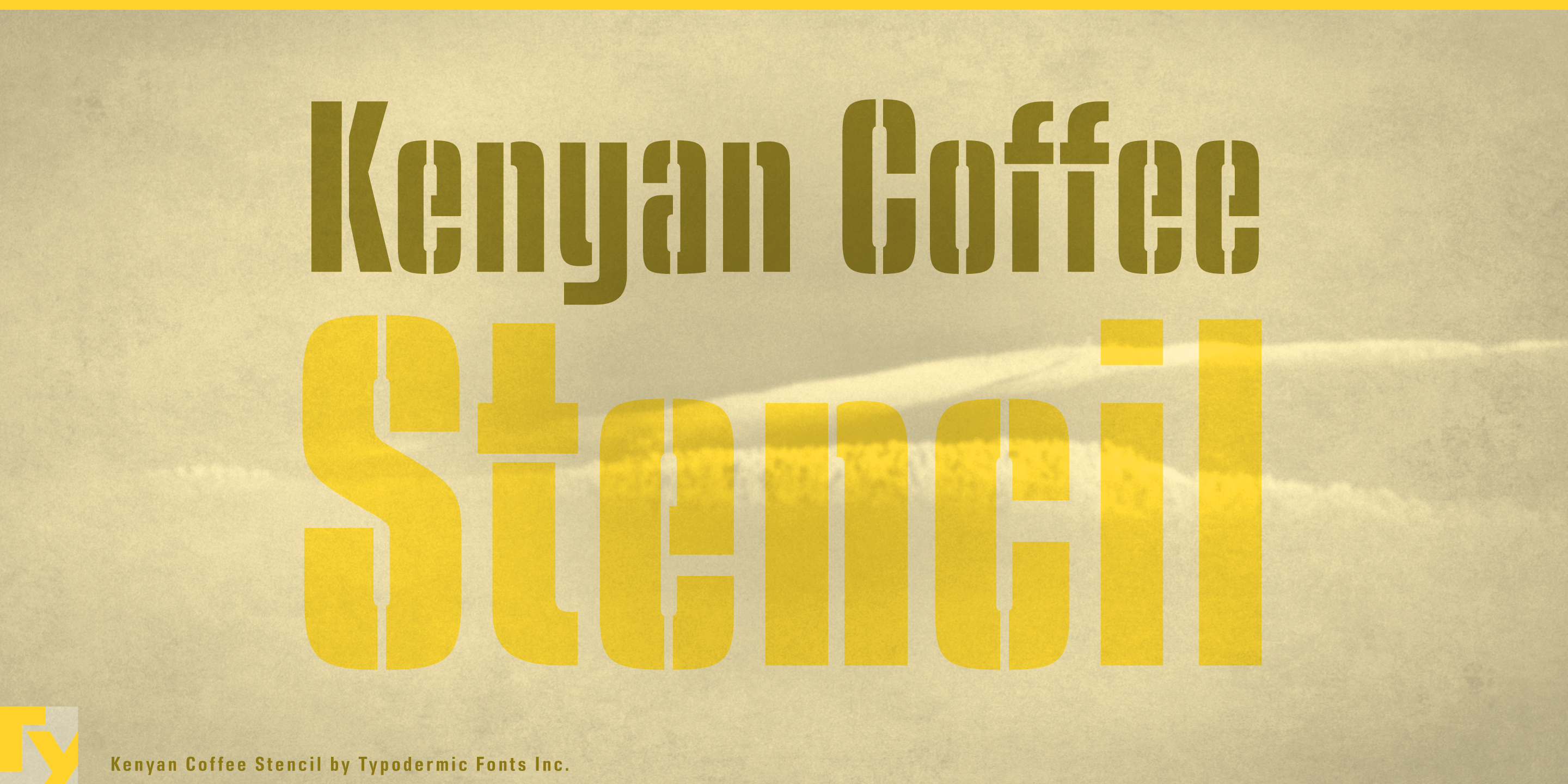 Beispiel einer Kenyan Coffee Stencil-Schriftart