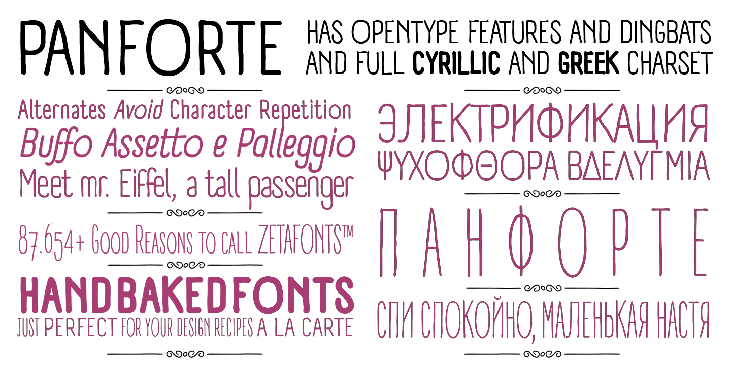 Beispiel einer Panforte Pro Regular Italic -Schriftart